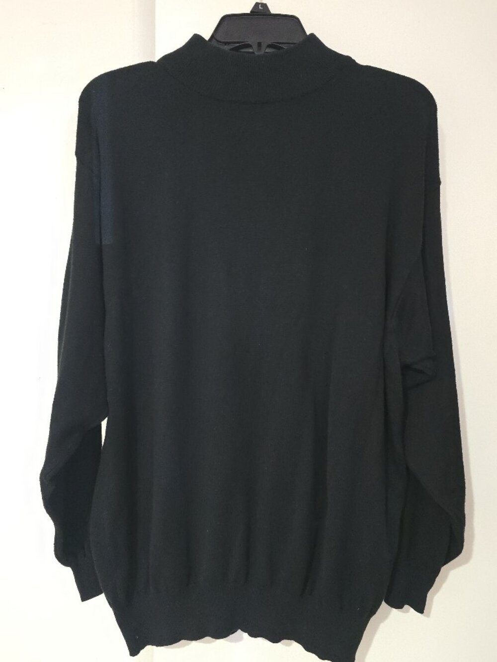 ALCIONE Made in Italy Black Mock Neck Sweater - Balloon Sleeve - Cotton Modal -